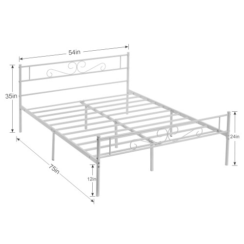 (Double) VECELO Platform Metal Bed Frame, white 2