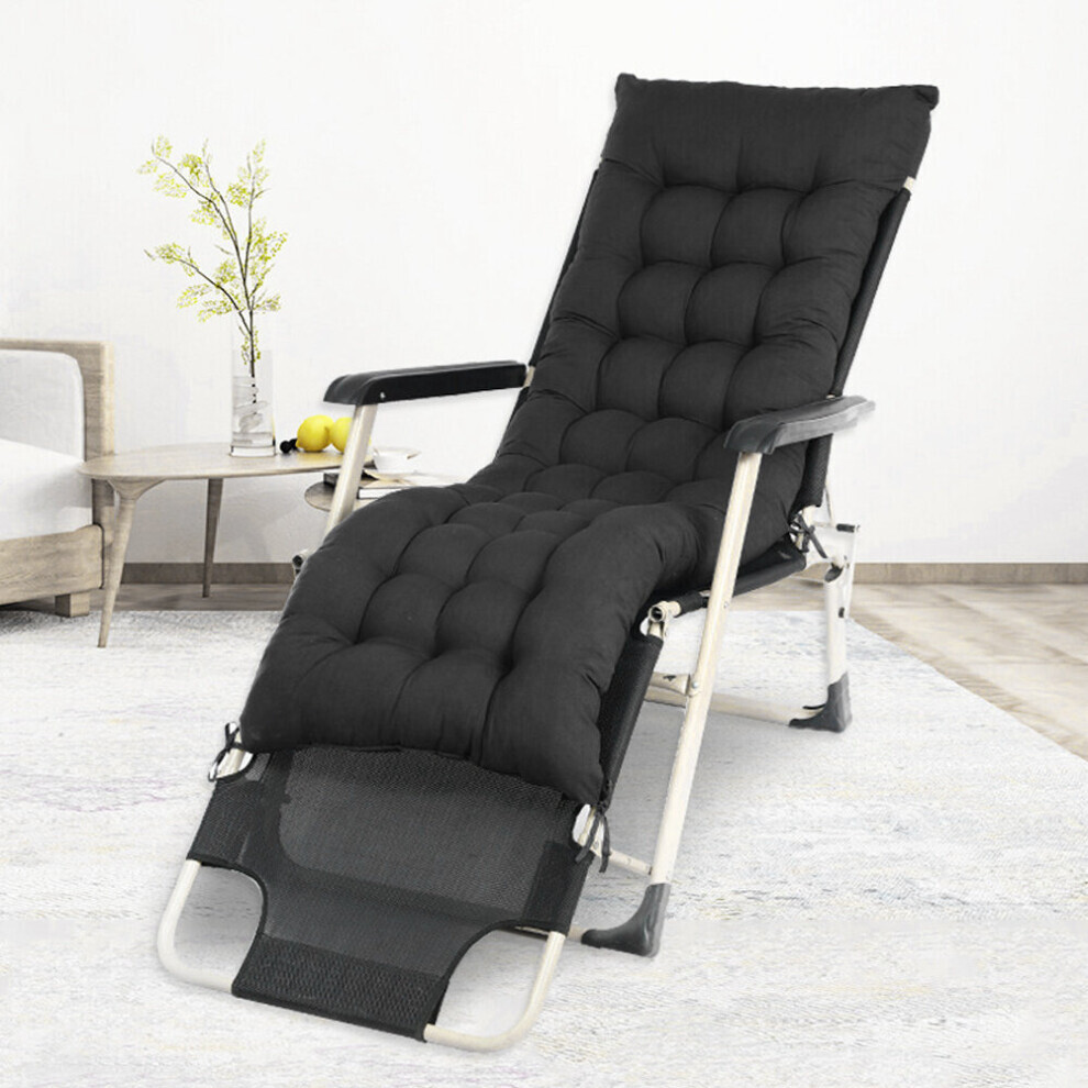 (Black) Lounge Cushion Replacement Garden Recliner Relaxer Chair Cushion Pad