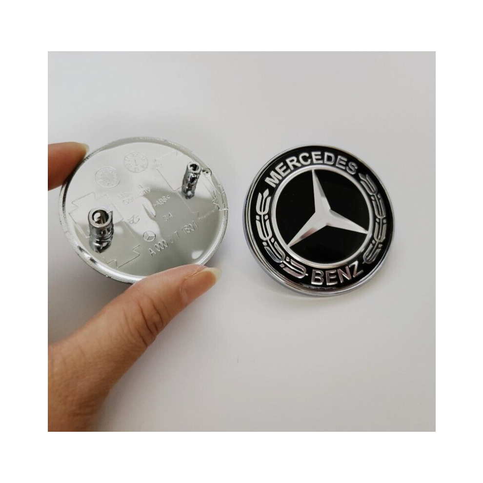 For Mercedes-Benz Black Wreath Flat Bonnet Badge Emblem A0008171801 NEW