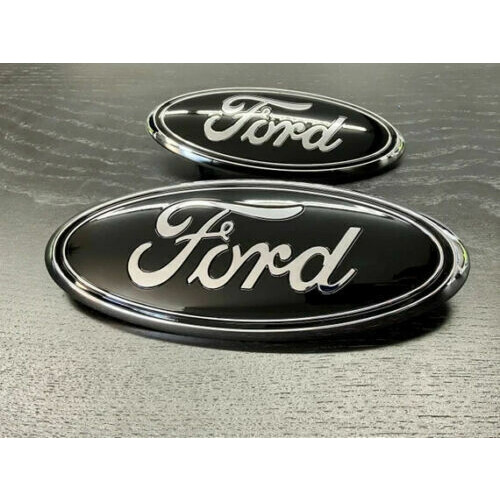 2PCS FORD BLACK EMBLEMS OVAL 9 INCH LOGO Grille/Tailgate Badge 2004-16