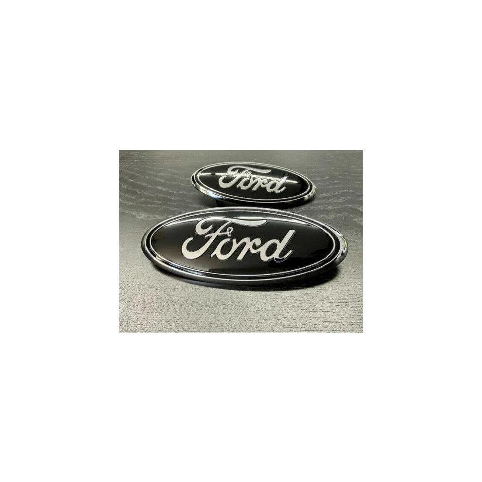 2PCS FORD BLACK EMBLEMS OVAL 9 INCH LOGO Grille/Tailgate Badge 2004-16