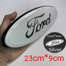 Ford Transit Custom Tourneo Badge Emblem Set - Front 9in White & Rear 6in Silver Chrome, ABS/Aluminum, Easy 3M Tape Install