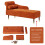 Velvet Chaise Longue with Armrest & Lumbar Pillow 12