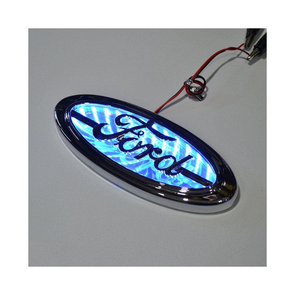 Blue - 3D LED Car Decal Tail Logo Light modified logo Emblem for Ford