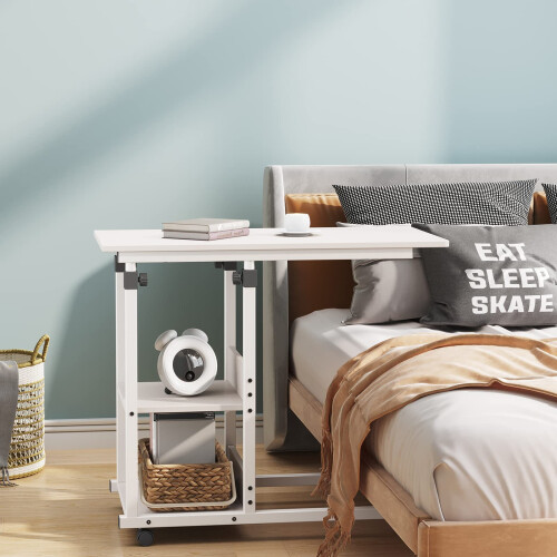 Dripex (White) Height Adjustable Mobile Rolling side table 2