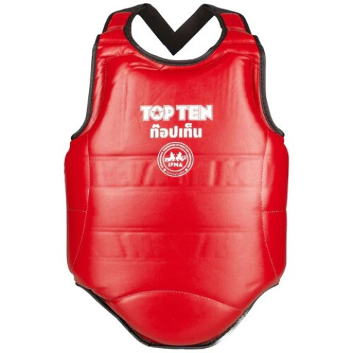 (Medium ) TOP TEN MUAY THAI IFMA APPROVED CHEST GUARD - RED