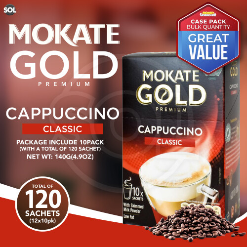 SOL SOL 120pk Mokate Coffee Sachets Cappuccino Classic + Stickers 1