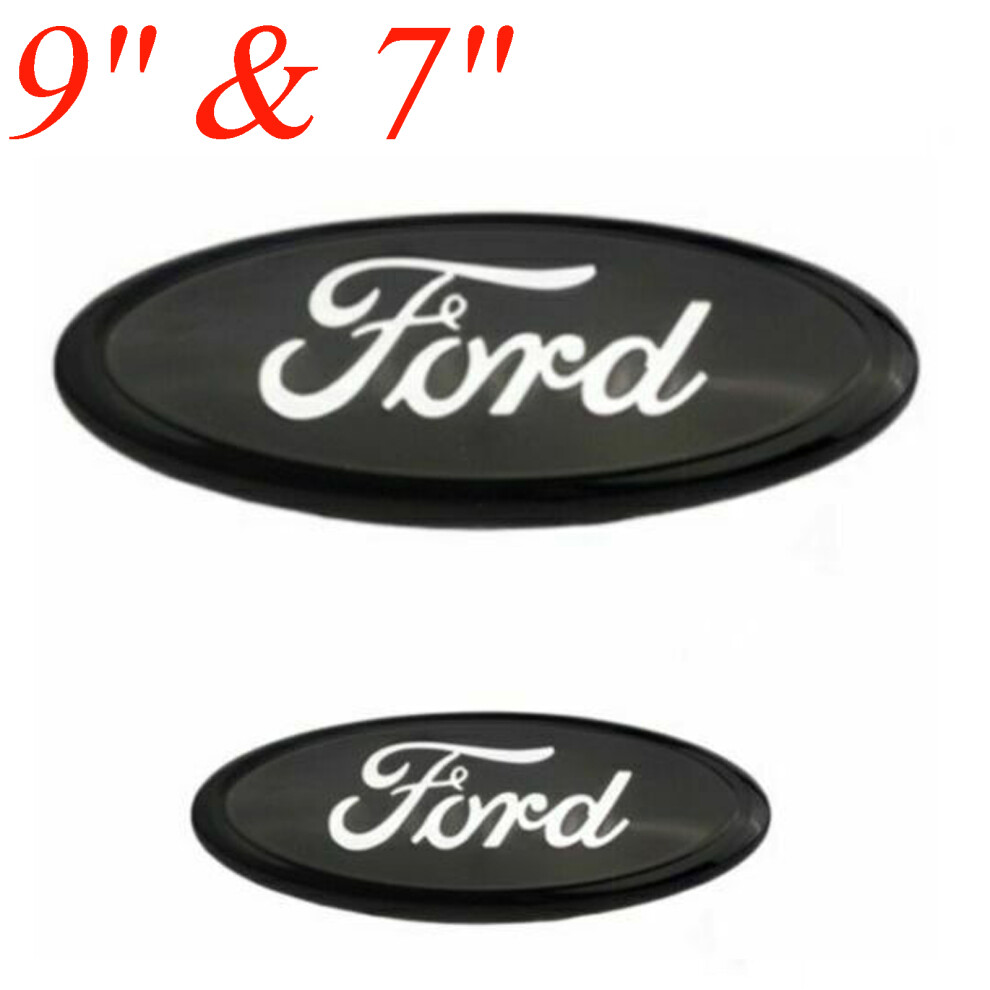 Starfull 9"&7" Compatible Ford Oval Badge Transit Mk6 Mk7 Ranger - Black+Silver