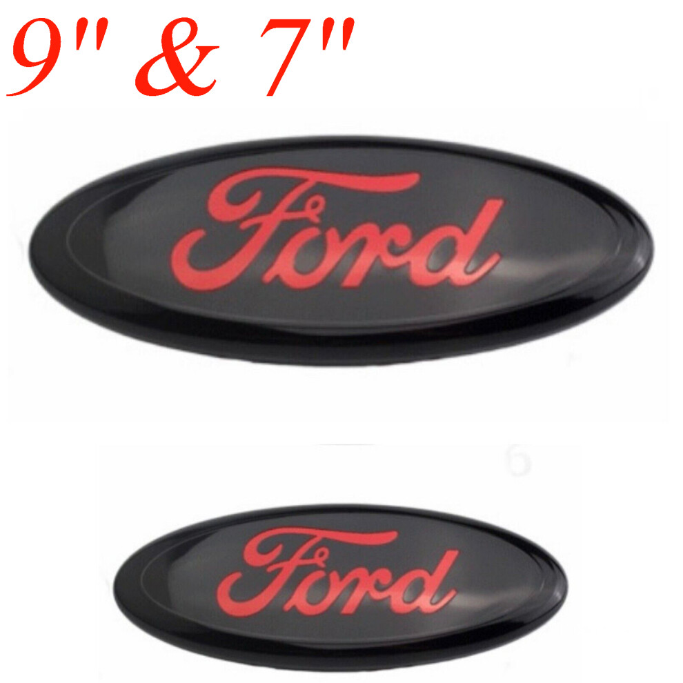 9" & 7" Compatible Ford Oval Badge TRANSIT MK6 MK7 RANGER - Black+Red