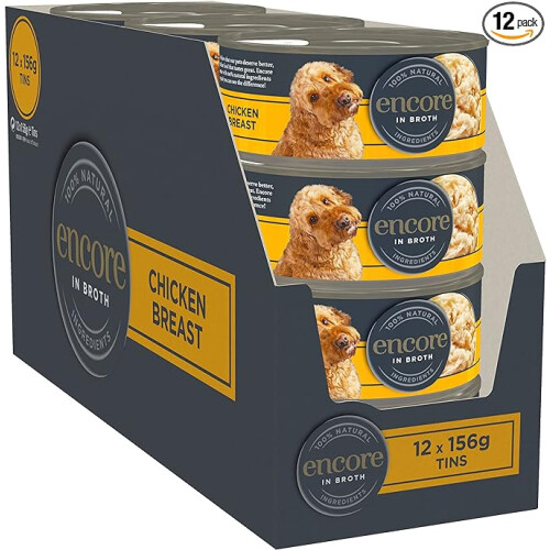 Encore Encore 100% Natural Wet Dog Food Tin Chicken Breast with Rice Tin 156g Pack of 12