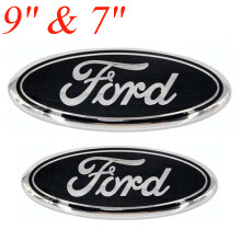 9"&7" Compatible Ford Badge TRANSIT MK6 MK7 RANGER - Black Silver Side