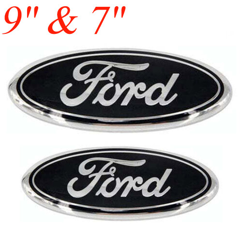9"&7" Compatible Ford Badge TRANSIT MK6 MK7 RANGER - Black Silver Side