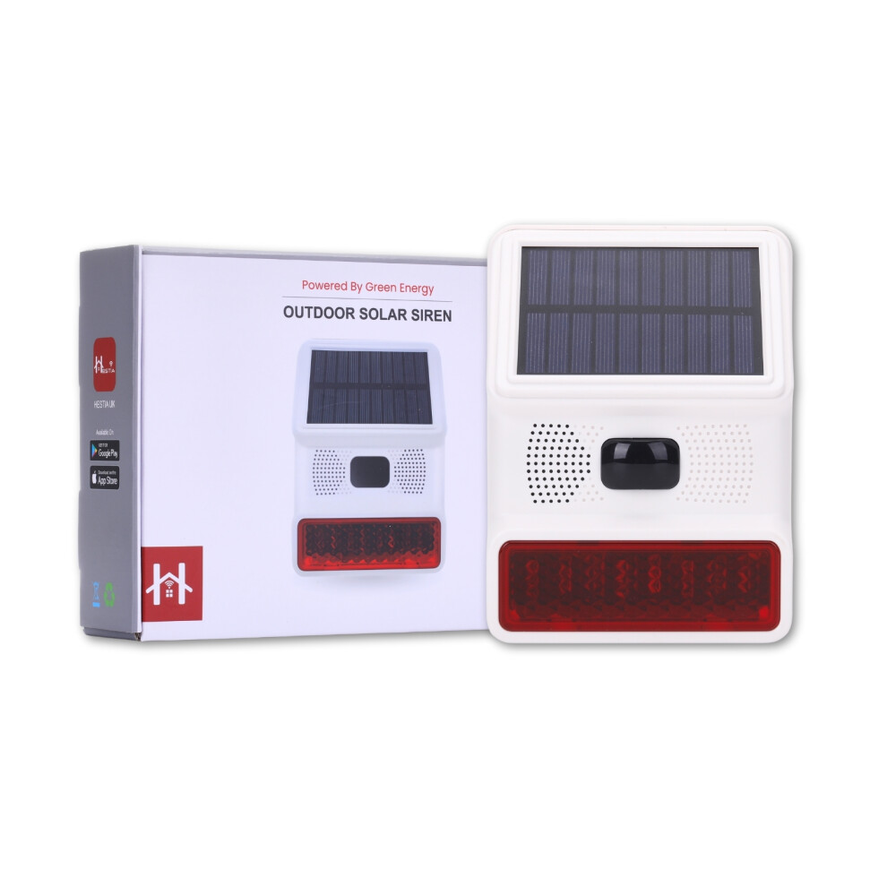 HESTIA Outdoor Solar Siren with Back-Up Battery for Smart Home Security System
