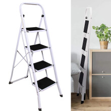 (4 Steps) Metal Step Ladder Steps Tool Folding Ladder Safety Stepladder Heavy Duty with Non Slip Rubber Feet
