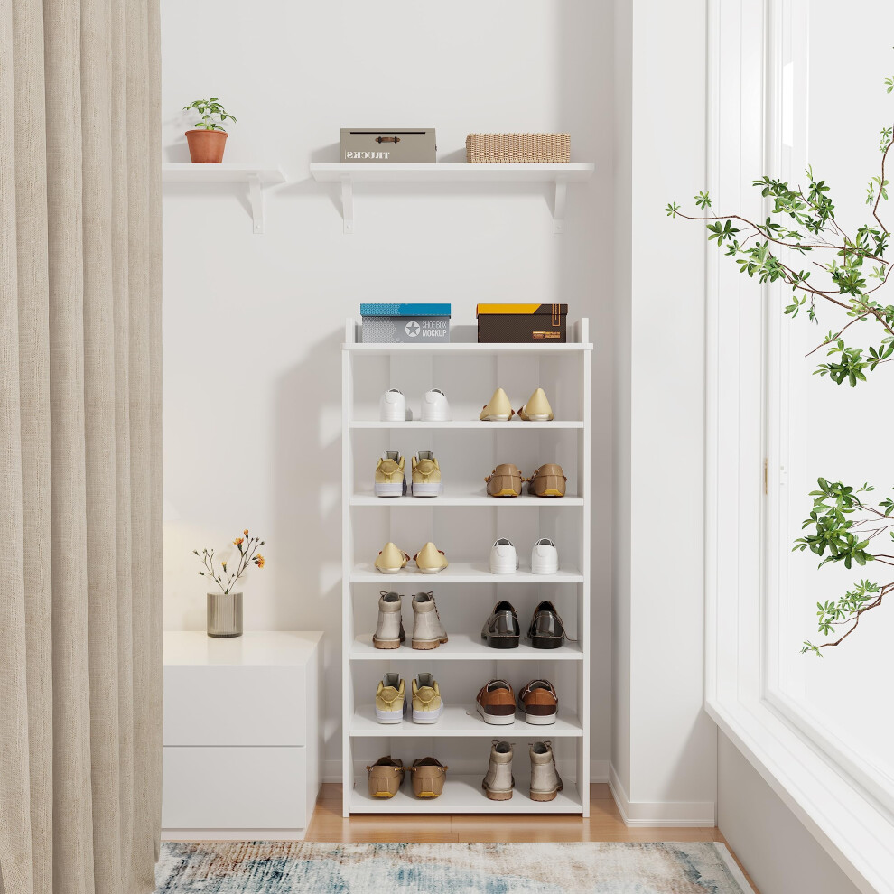 (White, 7 tiers) Shoe Rack Storage for Organiser Shelf Display Rack