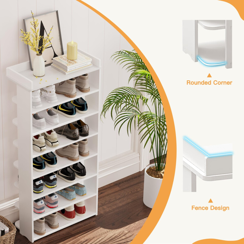 (White, 8 tiers) Shoe Rack Storage for Organiser Shelf Display Rack