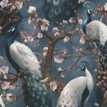 (Navy Blue 10414-08) Erismann Abode Play of Light Peacock Wallpaper