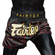 (X-Large) FAIRTEX SLIM CUT MUAY THAI FIGHT SHORTS - BLACK LAVA