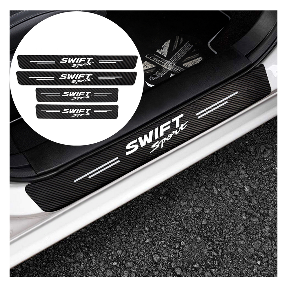 4Pcs For Suzuki Swift Carbon Fiber Car Door Sill Scuff Plate Protector Sticker 8381923451509