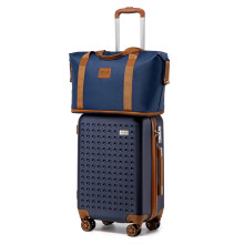 (Navy) 3 Pcs ABS Hard Shell ABS Suitcase With Travel Bag And Toiletry Bag
