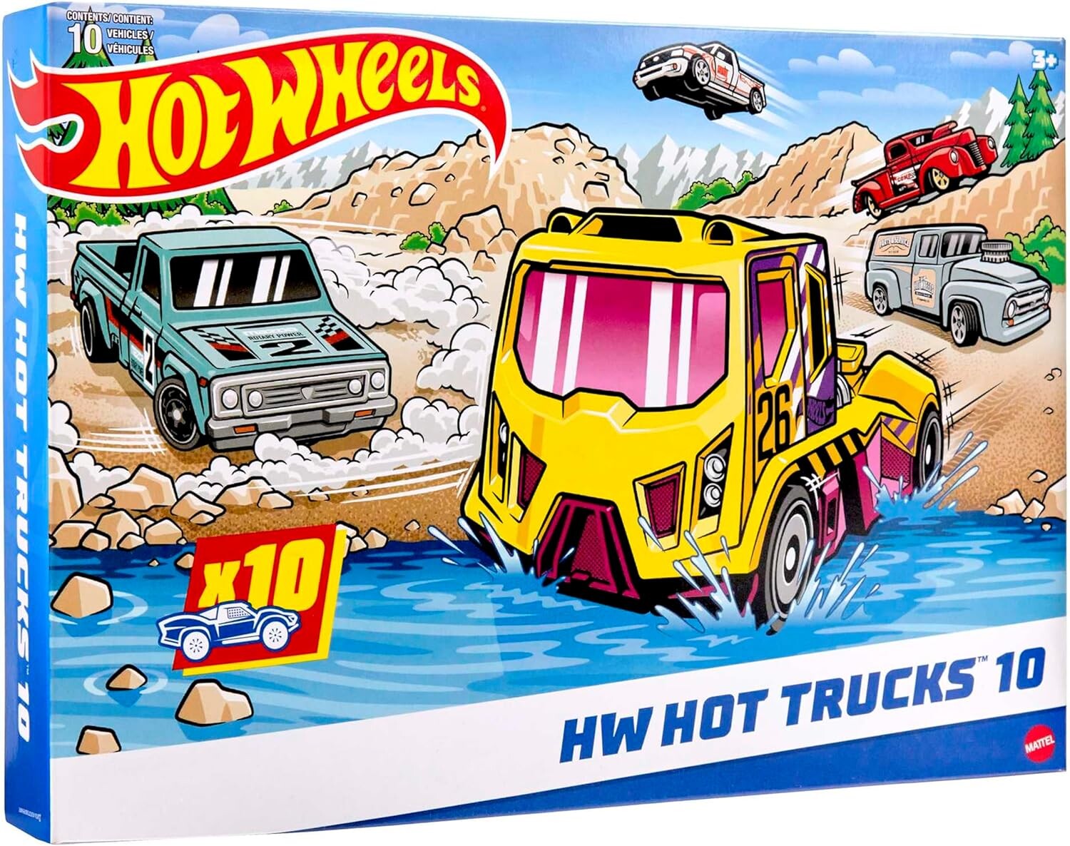Hot Wheels Trucks 10-Pack, 10 Toy Semi-Trucks, Pickups, Construction ...