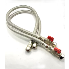 Flexible Hose x2 for Kitchen Plinth Heater 15mm Compression 700mm Length On/Off Valve Compatible with All Plinths