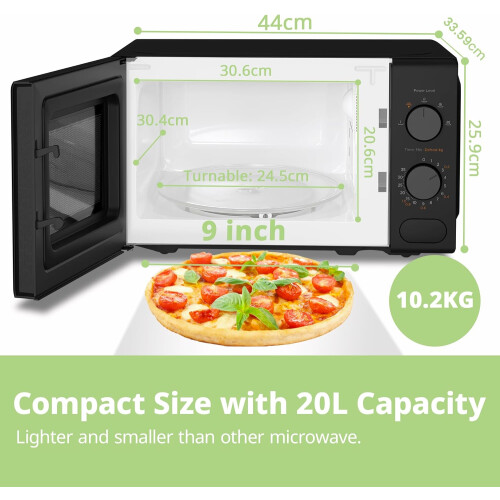Living And Home 700W 20L Countertop Microwave Oven with Dual Knob 2
