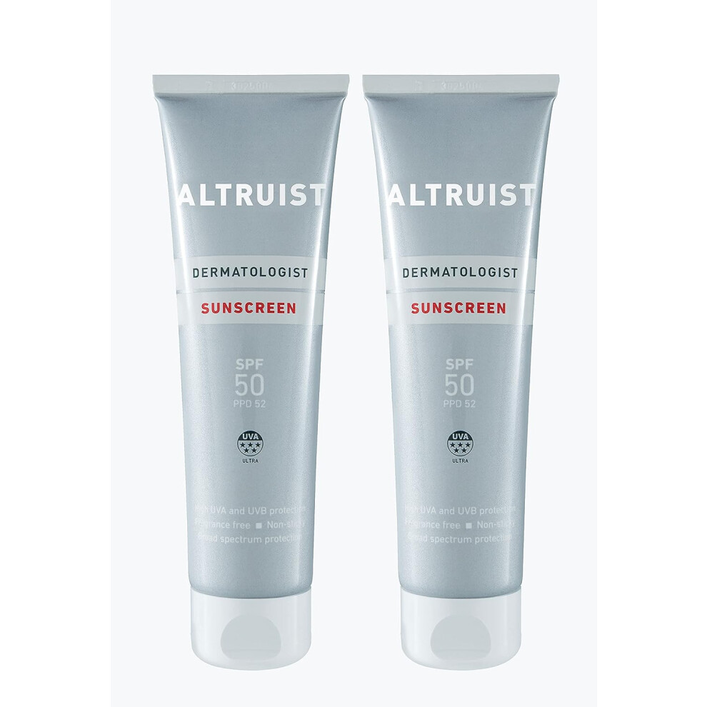 ALTRUIST. Dermatologist Sunscreen SPF 50 Superior 5-star UVA protection by Dr Andrew Birnie suitable for sensitive skin one pack with 2 tubes 2 Count