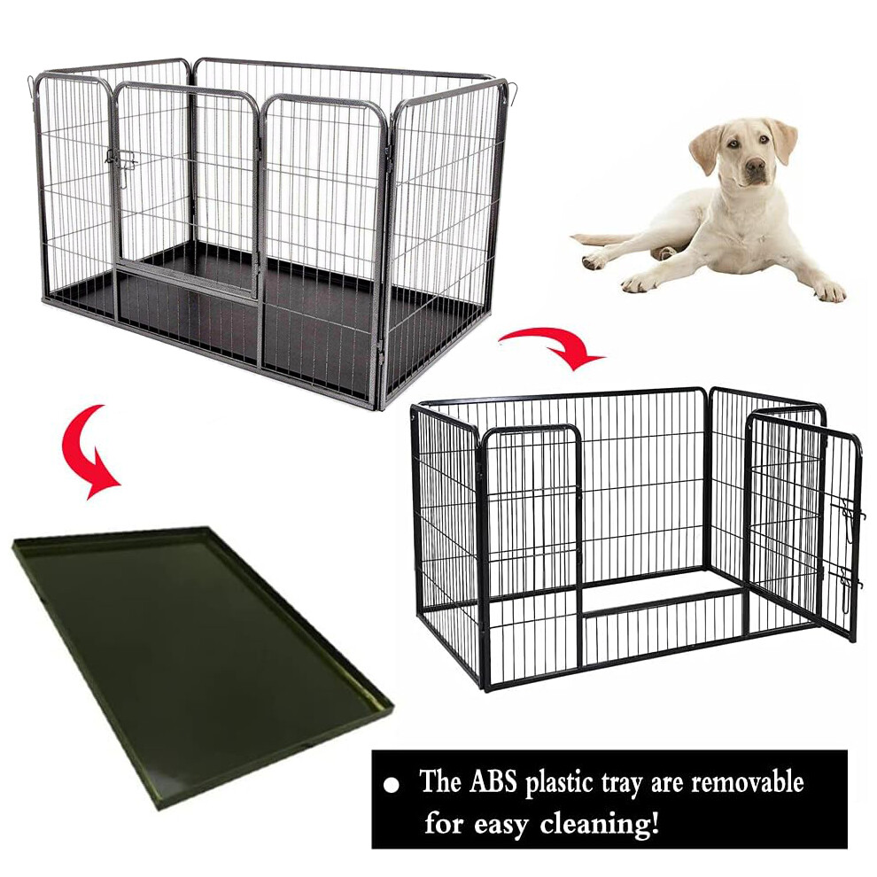 (S(93cm L x 61cm W x 63cm H)) Dog Pet Cage Crate Enclosure Cat Puppy Play Pen with Free Plastic Tray Heavy Duty