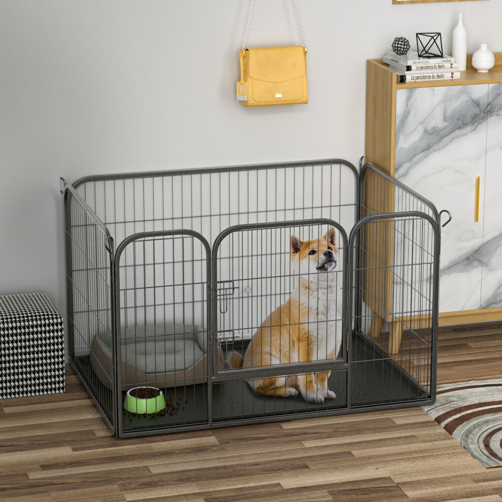 (S:93cm L x 61cm W x 63cm H) Dog Crate Large Heavy Duty Dog Playpen Pet Enclosure Puppy Cage Rabbit Run Play Pen with Removable Tray for Yard Indoor Outdoor