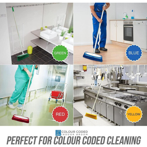 Soft Indoor Broom Long Handle Sweeping Brush Cleaning Floor Yellow 1