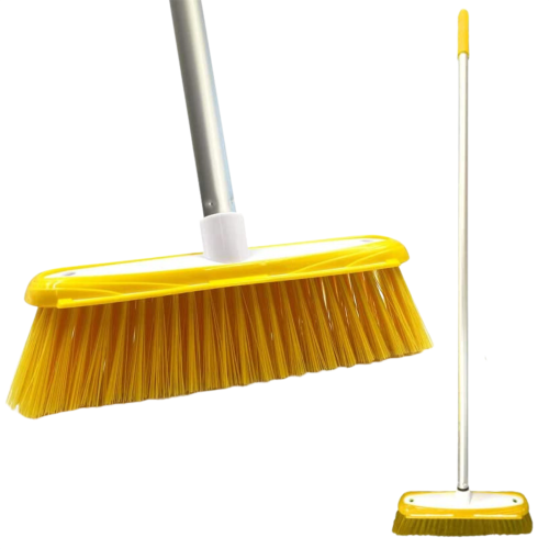 Soft Indoor Broom Long Handle Sweeping Brush Cleaning Floor Yellow