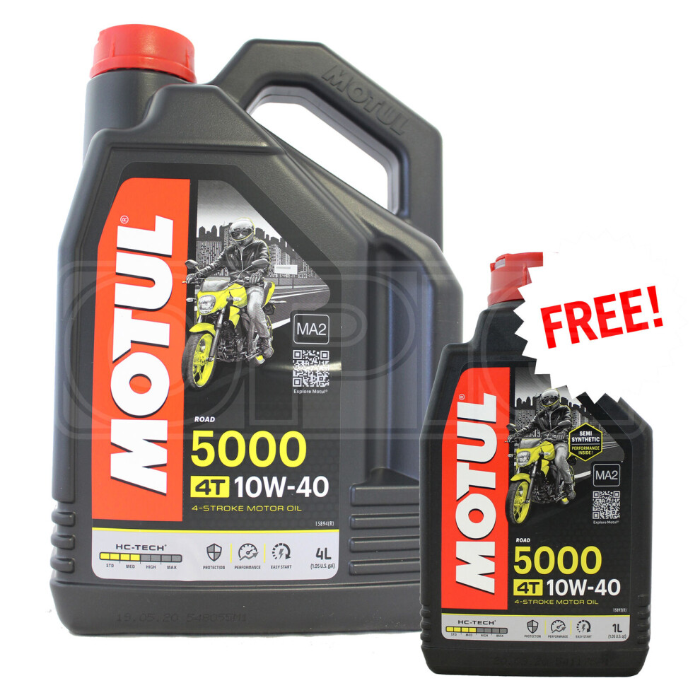 Motul 5000 4T 10w-40 10w40 Motorcycle Engine Oil 5 Litres 5L (4L + 1L) MA2