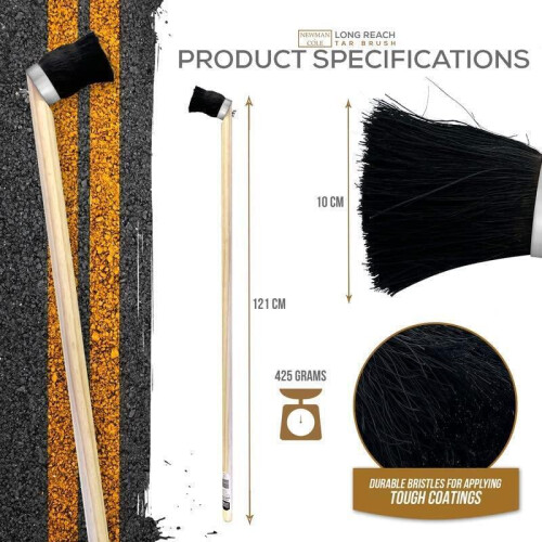 Tar Brush Long Handled Wood 47" Decking Paint Striker Angled Coating 2