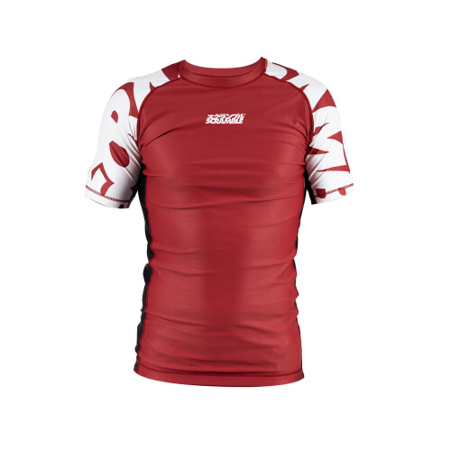 (X-Large) SCRAMBLE BAKA SHORT SLEEVE RASH GUARD - RED