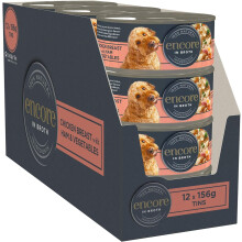 Encore 100% Natural Wet Dog Food, Chicken Breast with Ham and Vegetables in 156g Tin (Pack of 12)