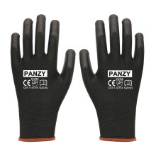 (12 Pairs , Large (9)) 12 Pairs PU Coated Black Nylon Safety Work Gloves