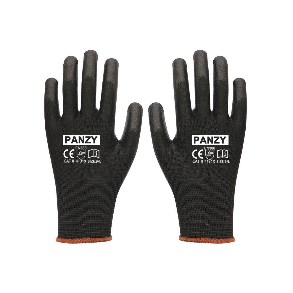 (12 Pairs Xx Large (11)) 12 Pairs Pu Coated Black Nylon Safety Work Gloves 5060917606271