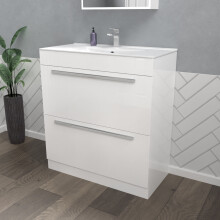 Nes Home Nanuya 800mm White 2 drawers Stylish Slim Basin Vanity Unit