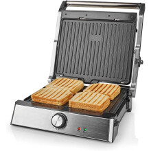 Kontakt Grill | 2000 W | 29 x 23 cm | Einstellbare Temperaturregelung | Edelstahl / Kunststoff