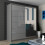 MN Furniture Munich High Gloss Sliding Mirrored Wardrobes Grey 180cm 1