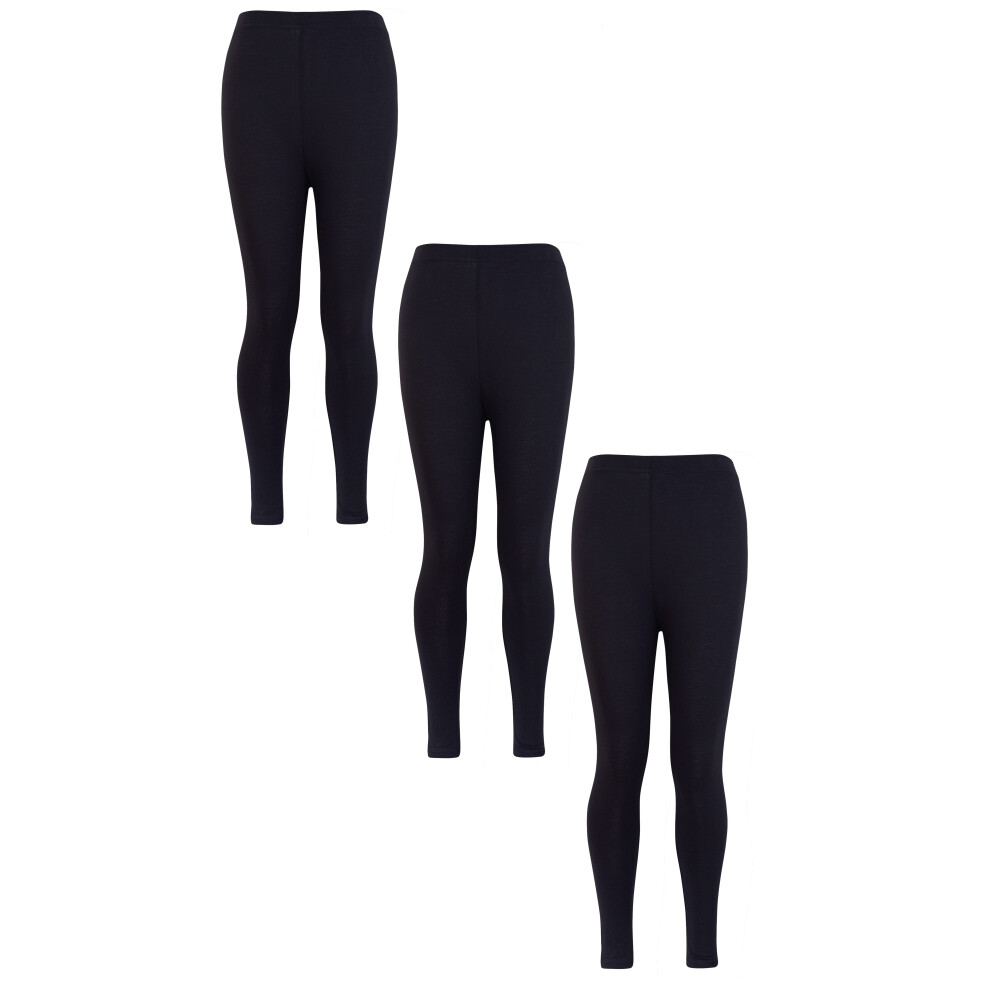 (Black , 9/10 Years ) 3 Pack Girls  95% cotton Leggings