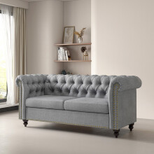 (GREY) 2 seater Chesterfield Style Button Sofa Victoria