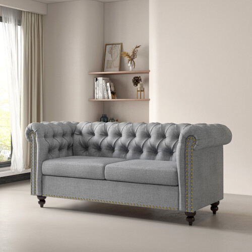 MCC (GREY) 2 seater Chesterfield Style Button Sofa Victoria