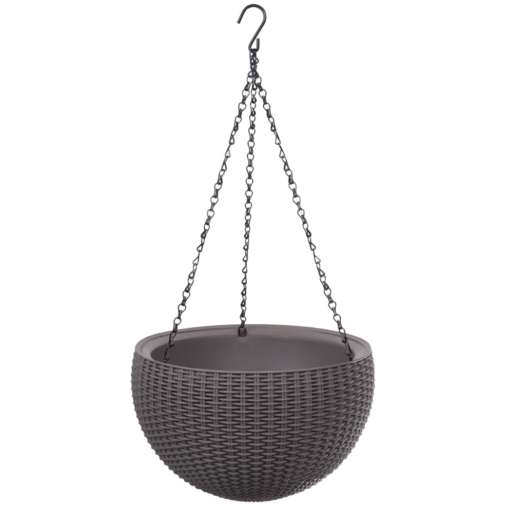 Hanging Flower Pot Planter Keter Sphere Cappuccino Rattan Style-image-OPC-PDHCDKK-NEW