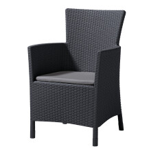 Tuinfauteuil met Kussen Rotan Stijl Allibert - Grafiet
