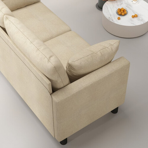 MCC (BEIGE) 2 Seater Linen Fabric Loveseat Sofa Laura 2