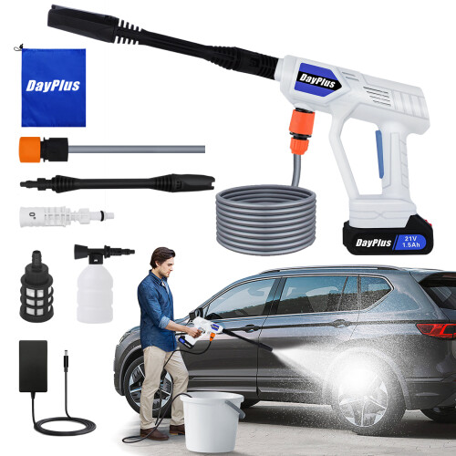 Cordless Jet Wash Power Washer 21V Electric Cordless Pressure Washer Pressure Cleaner Washer Ideal for Washing Cars Cleaning Fences Garden Floors