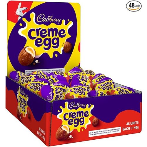 Cadbury Cadbury Πασχαλινή σοκολάτα γάλακτος γεμιστή με κρεμώδη γέμιση Creme Egg (συσκευασία 48)