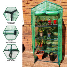 4 Tier Weatherproof Small Green House with Shelves